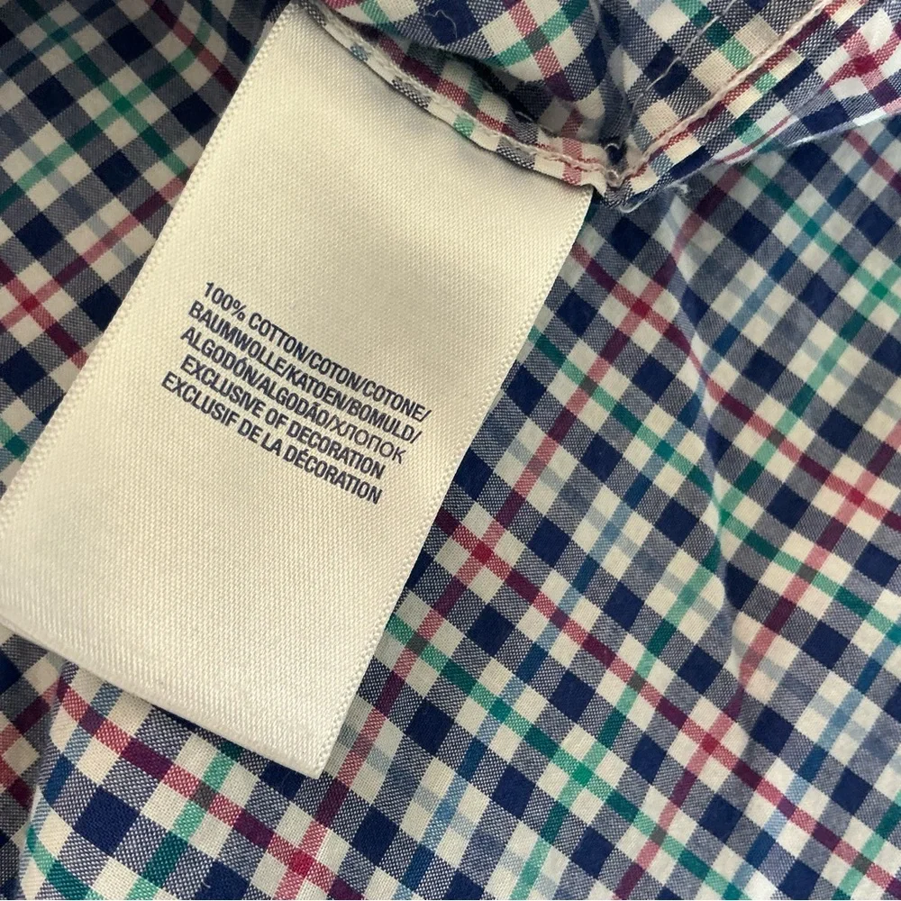 Ralph Lauren Junior plaid blue pink button up long sleeve shirt large (14-16)